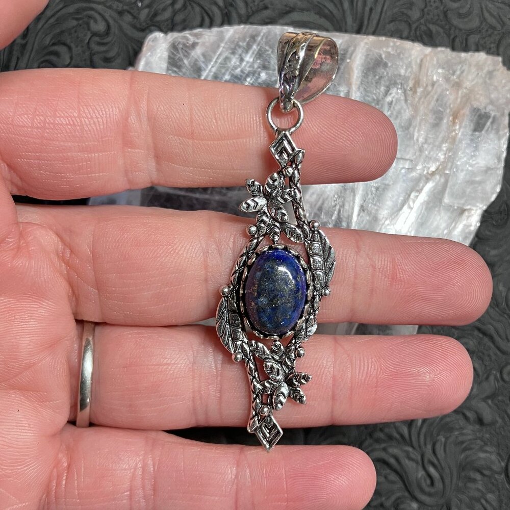 Fantasy Fairy Core Floral Lapis Lazuli Pendant